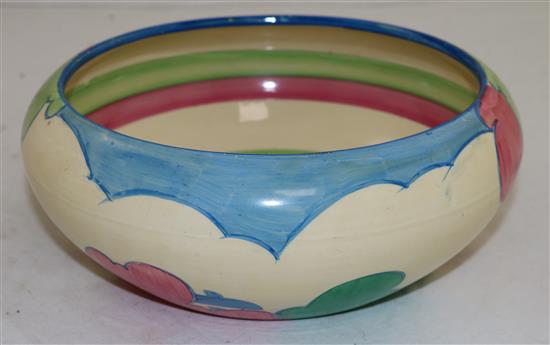 A Clarice Cliff Blue Autumn shallow bowl, diameter 23cm (9in.)